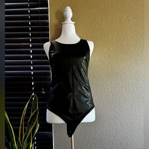 Faux leather bodysuit